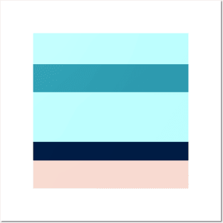 A solid integration of Oxford Blue, Deep Sea Blue, Christmas Blue, Pale Cyan and Champagne Pink stripes. Posters and Art